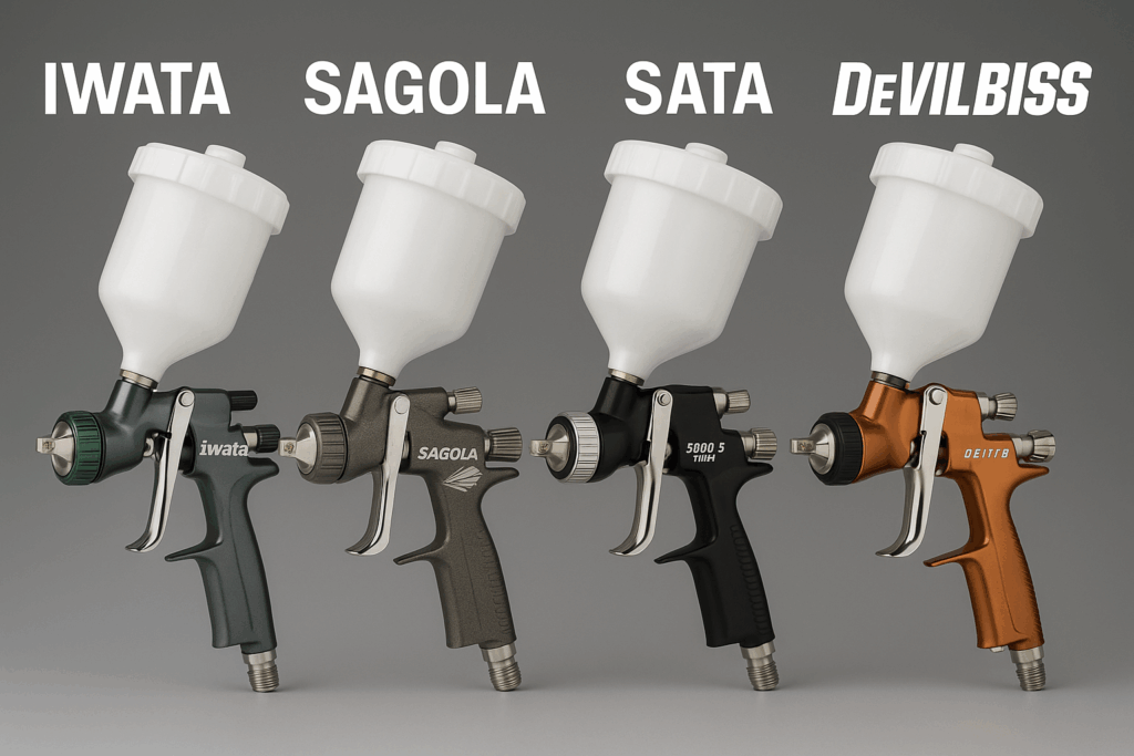 Las mejores pistolas para pintar coches: Comparativa profesional entre Iwata, Sagola, Sata, Walcom y DeVilbiss (2025)