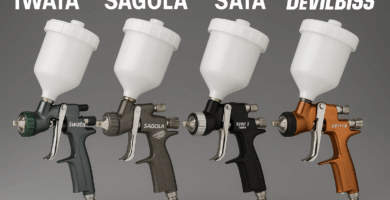 Las mejores pistolas para pintar coches: Comparativa profesional entre Iwata, Sagola, Sata, Walcom y DeVilbiss (2025)